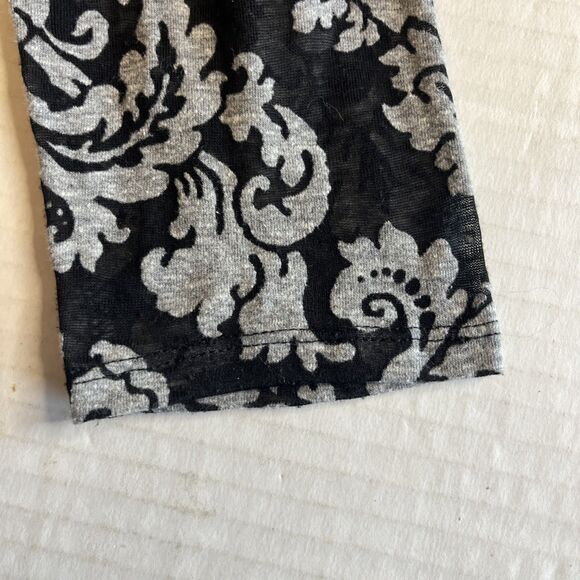 Denim & Supply Ralph Lauren Top Womens L Black Gray Sheer Gauze Romantic Floral - Picture 6 of 10